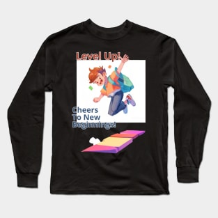 School's out, Level Up! Cheers to New Beginnings! Class of 2024, graduation gift, teacher gift, student gift. Long Sleeve T-Shirt